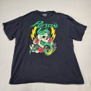 Poison Band T Shirt XL Black Skull Snake Roses